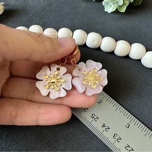 Cherry Blossom Earrings Pink Acrylic Gold Earrings